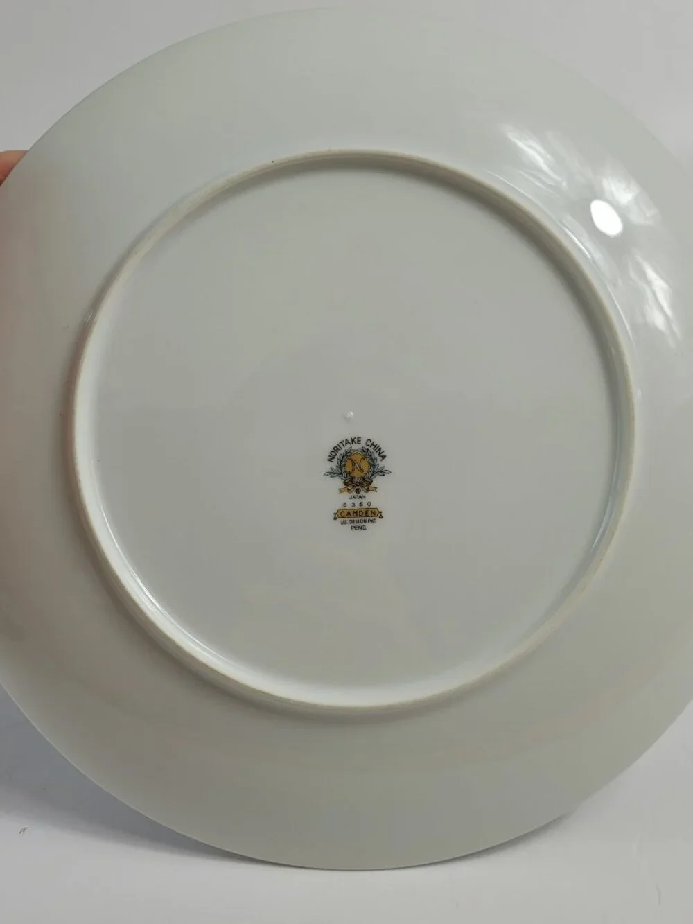 TWO Noritake 6350 Camden Dinner Plates White with Gray Scrolls 10 5/8 Inch Plate